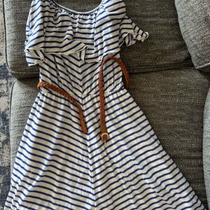 No Boundaries Blue and White Striped Maxi Dress